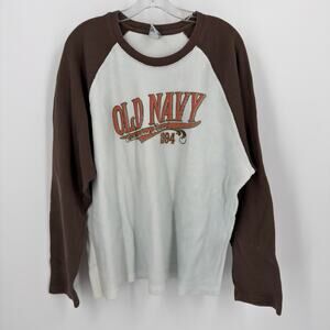 Old Navy Men's Cream Waffle Knit Raglan Shirt - XXXL